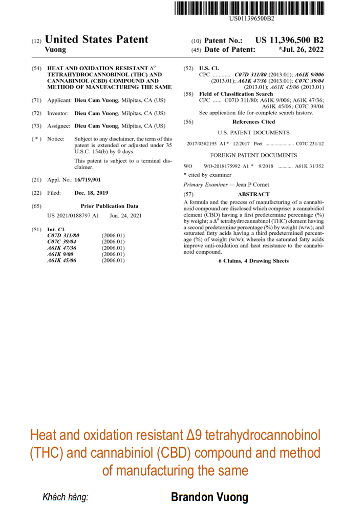 Heat and oxidation resistant Δ9 tetrahydrocannobinol (THC) and cannabiniol (CBD) compound and method of manufacturing the same