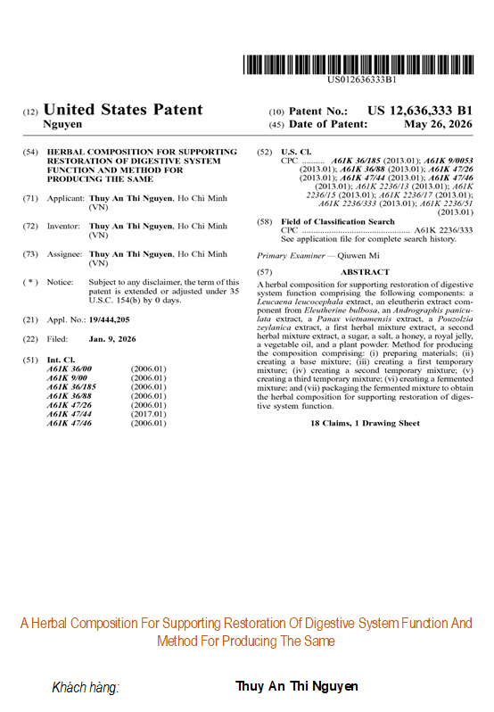A Herbal Composition For Supporting Restoration Of Digestive System Function And Method For Producing The Same