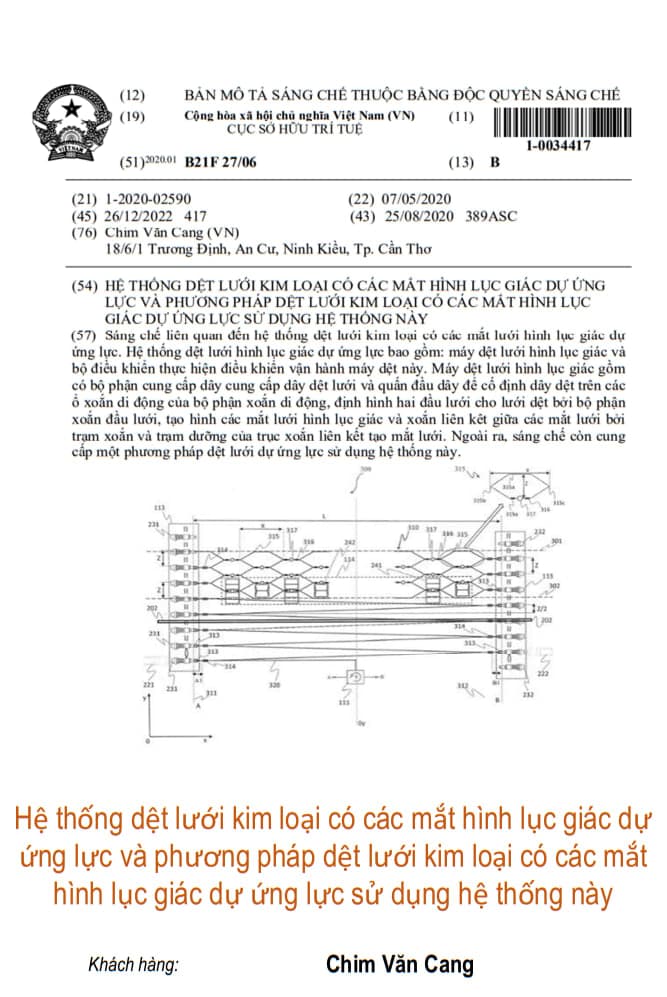 Hệ thống dệt lưới kim loại có các mắt hình lục giác dự ứng lực và phương pháp dệt lưới kim loại có các mắt hình lục giác dự ứng lực sử dụng hệ thống này