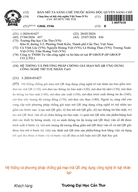 Hệ thống và phương pháp chống giả mạo mã QR ứng dụng công nghệ trí tuệ nhân tạo