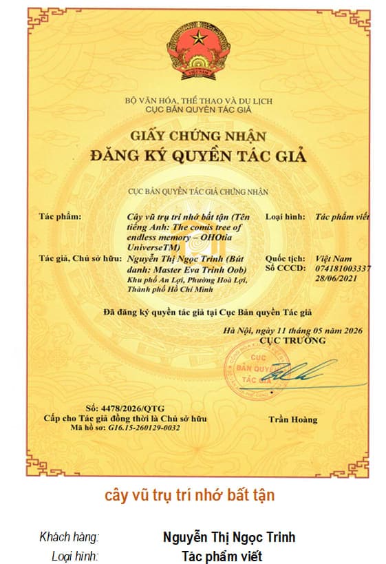 Giấy chứng nhận quyền tác giả: Cây vũ trụ trí nhớ bất tận